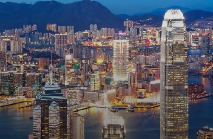 Hong Kong island and Victoria Harbour at night