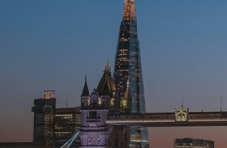 Tower Bridge and the Shard in London at dusk